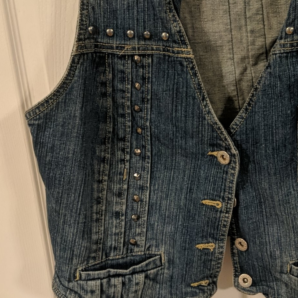 Ashley Stewart, Blue Jean Vest with Studs and Real Pockets - Picture 5 of 8